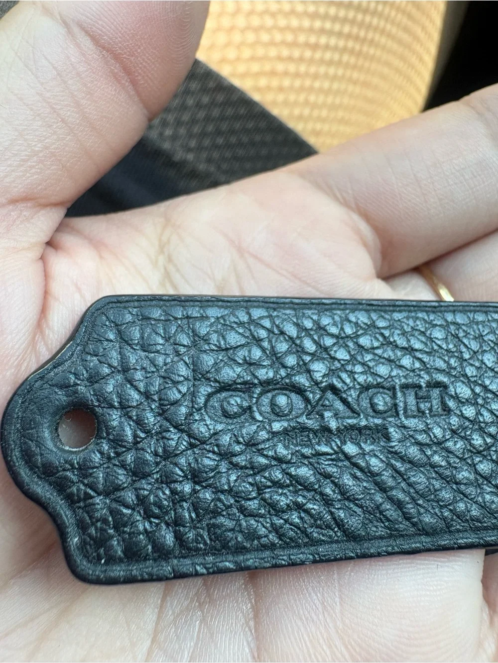 Coach Black Leather Bag Tag